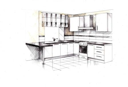 Эскиз кухни для однокомнатной квартиры